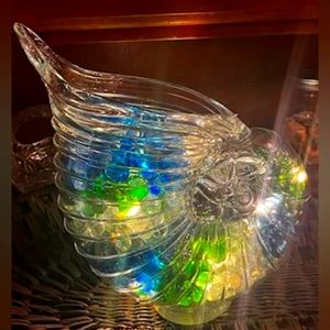 Glass Seashell decor with gems and lights